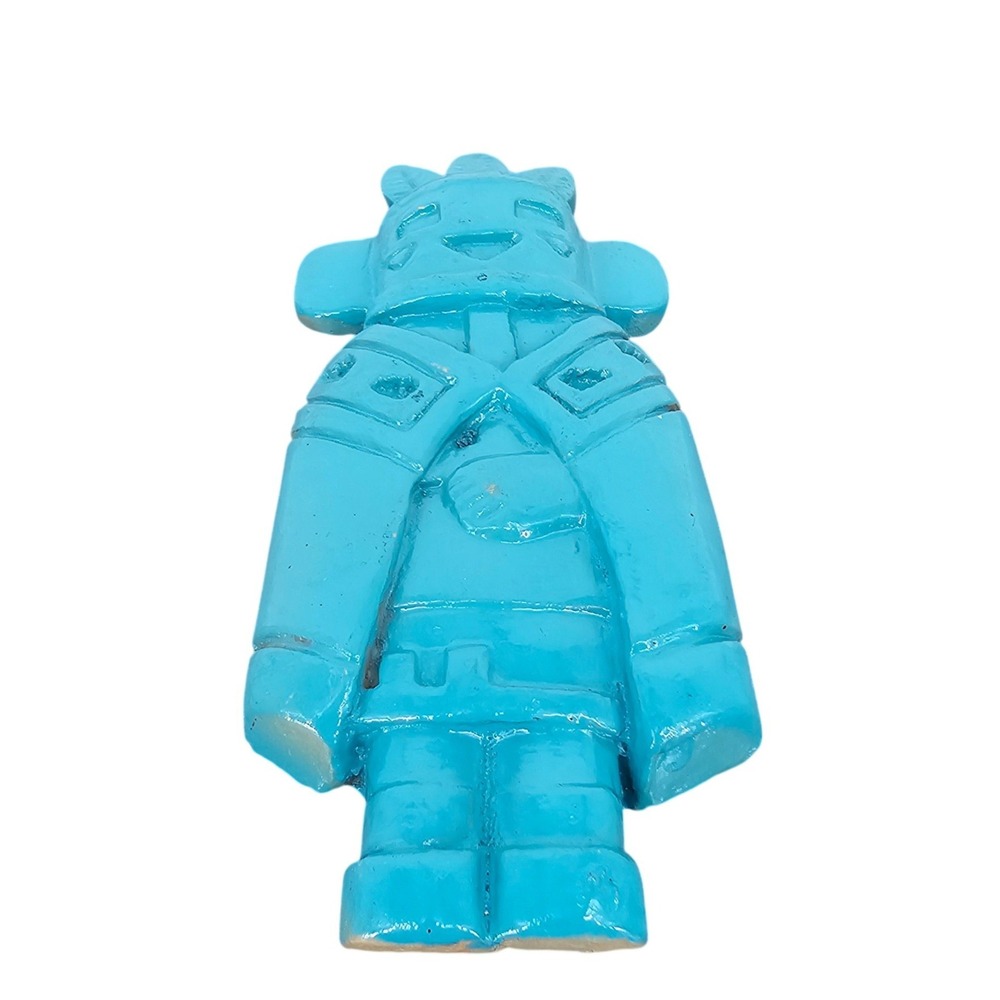 Turquoise Blue Terracotta Kachina Wall Hanging Southwestern Clay Art 6.5" - Picture 2 of 4